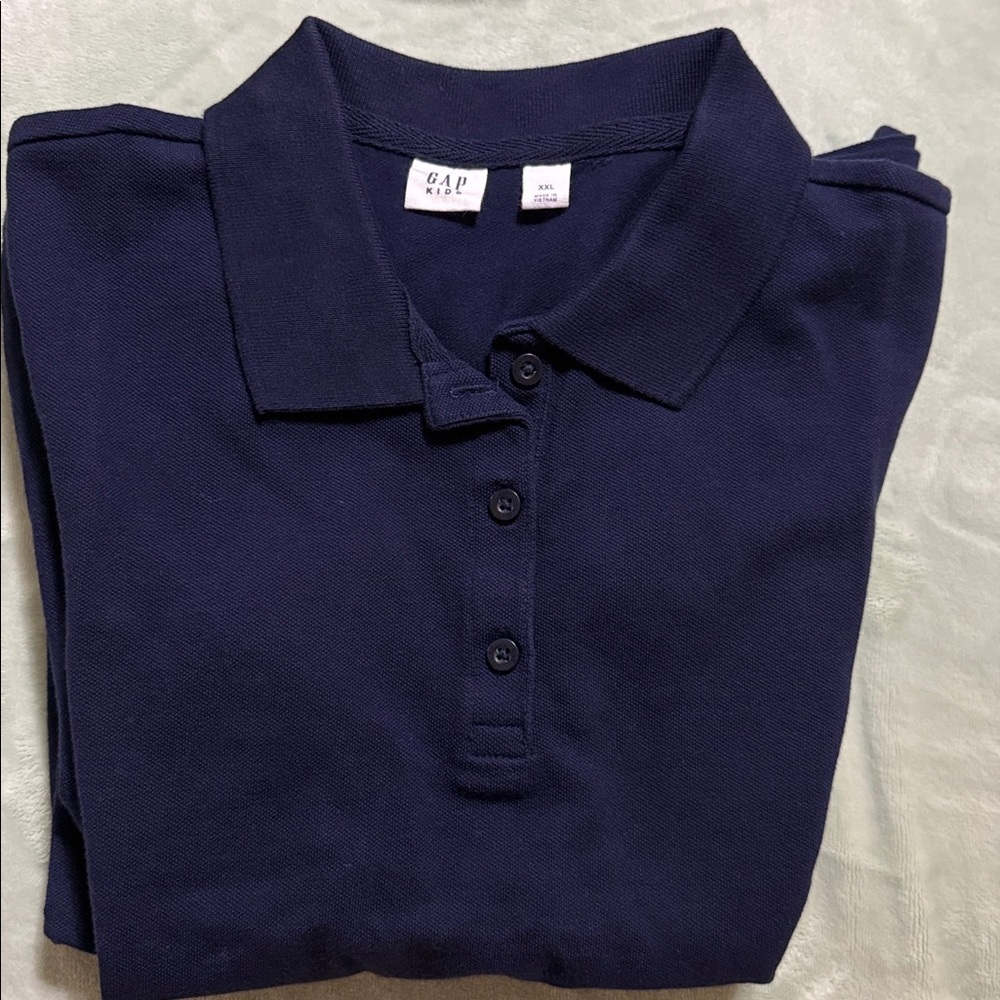GAP Crisp Navy Blue Pique Collared Shirt